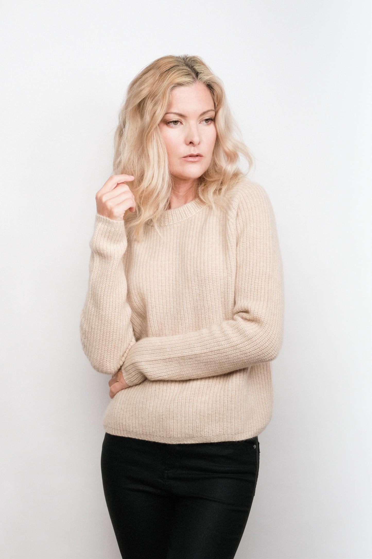 Heritage Fisherman Cashmere Sweater - Beige