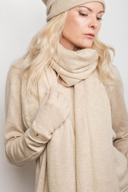 Cashmere Fine Knit Gloves - Cream